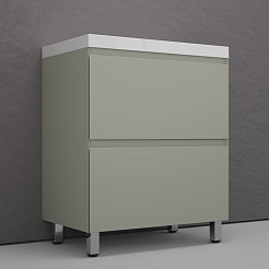 Style Line Тумба под раковину Манхэттен 70 Plus эмаль олива матовая – фотография-3